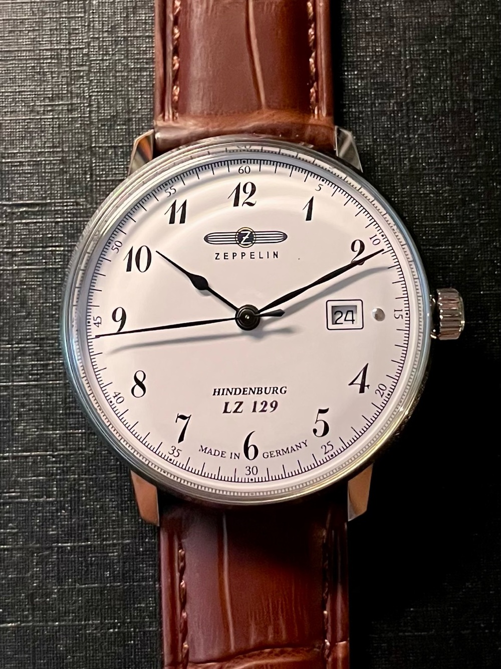 NWT Zeppelin Hindenburg LZ129 Watch Brown Leather 7046-1.